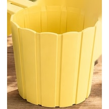 3d Baskı Askılı Balkon Saksısı Dikey Çizgili Dekoratif Çiçek Ve Aromatik Bitki Saksısı - Sarı