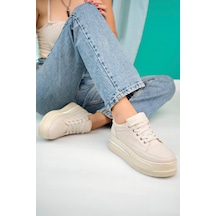 Zima Tabanı Taş Detaylı Kalın Taban Bağcıklı Kadın Sneaker 001