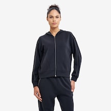 Lescon Siyah Kadın Fermuarlı Kapüşonlu Sweatshirt 26n-2101
