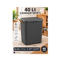 Liva Loft 40 L Kapaklı Çamaşır Sepeti Halat Saplı Gri - 918657149 Gri