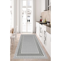 West Home Dijital Baskı Yıkanabilir Kaymaz Taban Salon Halısı Mutfak Halısı Yolluk Wh 479 White