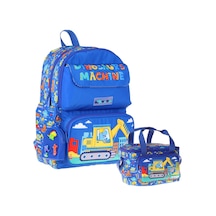 Kaukko Kids Mechanic Erkek Çocuk Mavi - Sarı İlkokul Sırt Çantası Ve Beslenme Çanta Seti - Setkk-l5369b Çok Renkli