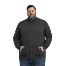 Battalmoda Erkek Büyük Beden Antrasit Basic Cepli Triko Hırka 3xl-4xl-5xl-6xl