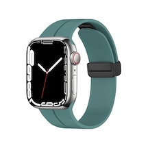 Ekılıf - Apple Uyumlu  Watch 7 41mm - Kordon Silikon Kordon Krd-84 - Yeşil