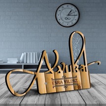 Kişiye Özel Mesleki Avukat Ahşap Masa İsimliği - D9