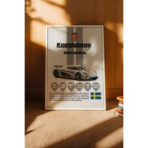 Koenigsegg Regera Araba Tablosu - Teknik Özellikli Hiper Otomobil Poster - Çerçeveli Duvar Dekoru Beyaz