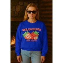Benroma 3 İplik Penye Strawberry Baskılı Unisex Sweatshırt Çok Renkli
