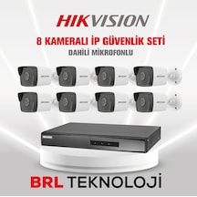 Hikvision 8 Kameralı 2 Mp İp Güvenlik Kamera Seti Dahili Mikrofonlu