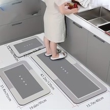 Nobera 3 Lü Banyo Paspas Seti Kaymaz Kauçuk Tabanlı, Ultra Emici, Hızlı Kuruyan 3'lü Takım Gri