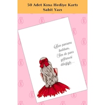50 Adet Hazır Kına Kartı - Tebrik Kartı - Hediye Kartı - Kırmızı