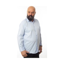 Dicotto Mavi 4 Drop Ekstra Büyük Yaka Rahat Kesim Micro Kumaş Kol Düğmeli Regular Fit Erkek Gömlek // 189-4-dc24x 001