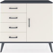 Arges Şifonyer Tek Raflı 4 Çekmeceli Tek Kapaklı 88x30x80 Antrasit-aytaşı Aytaşı