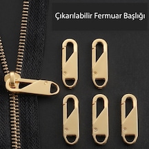 Fermuar Sürgüsü Başlığı Yedeği - Altın Renk 5 Adet