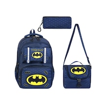 İlkokul Çantası 3'lü Set 42 30 Cm Beslenme Çantası Kalem Kutusu Ortopedik Sırt Erkek Çocuk Kids Bag Lacivert