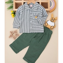 Nazar Çizgili Gömlek Dokuma Kumaş Erkek Bebek Takım 001 Nazar Çizgili Gömlek Dokuma Kumaş Erkek Bebek Takım 001