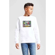 Tshirthane Sinyal Yok Baskılı Unisex Çocuk Beyaz Sweatshirt Beyaz