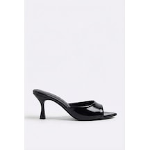 Giamgia Store Kadın Rugan Sivri Burun Tek Bantlı İnce Topuklu Stiletto Terlik Abiye Ayakkabı-2281 Siyah Yankee