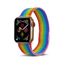Newface - 757 - Apple Watch Uyumlu 38mm Metal Mıknatıslı Kordon - Aconcept - - Gökkuşağı