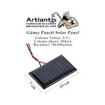 Güneş Paneli Solar Panel 7x10 Cm 5.5 Volt 100 Ma 1 Adet Güneş Enerjisi Okul Sınıf Deney Çalışmaları