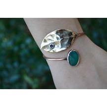Stoneage Jewellery Yeşim Taşlı Tasarım Bileklik Bronz