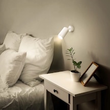 Riolıght Modern Yatak Başı Gu10 Duylu Beyaz Led Hareketli Başlık Tekli Metal Spot Ampül Dahil