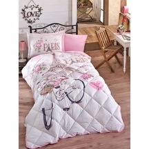 Clasy %100 Pamuk Tek Kişilik Uyku Seti Paris Love Pembe Pembe