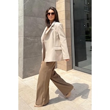 Madmext Taş Rengi Astarlı Kadın Blazer Ceket Mg2508 Taş Rengi