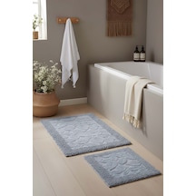 Yaprak Desenli 2 Li Banyo & Klozet Paspas Takımı Gri