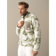 Xint Yeşil Oversize Dik Yaka Polar Sweatshirt 300273