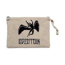 Led Zepplin Black Angel Krem Clutch Cüzdan / El Çantası Krem
