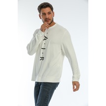 Erkek Bisiklet Yaka Regular Fit Air Baskılı Sweatshirt Spr22sw13 001