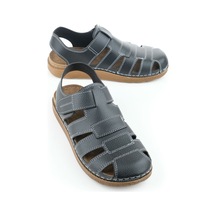 Gezer Yazlık Erkek Cırtlı Ayarlanabilir Rahat Taban Sandalet Siyah