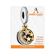 Vintage Gökyüzü Sallantılı Sarı Charm Gümüş