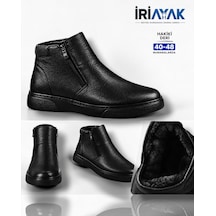 İriayak Hakiki Deri Erkek Kışlık Bot - İçi Komple Kürklü - Çift Fermuarlı - 45-48 Numara Siyah