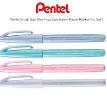 Pentel Brush Sign Pen Fırça Uçlu Kalem Pastel Renkler 4Lü Set 1