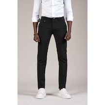 Perpant Slimfit İnce Çizgili Beli İplikli Ve Lastikli Likralı Yazlık Jogger Pantolon Siyah