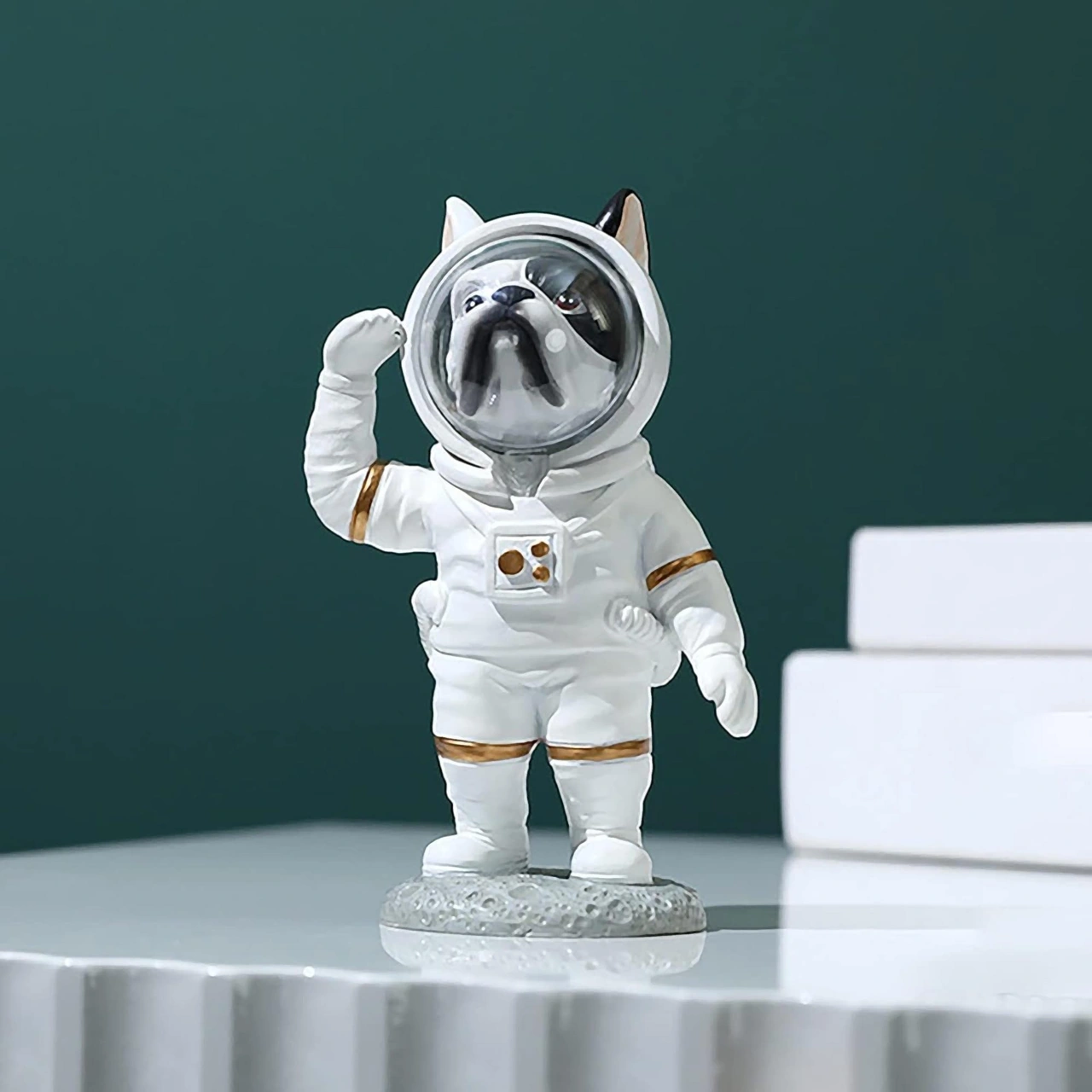 Modern Astronot Köpek Figür Biblo 14 Cm Ev Ofis Masa Süsü Dekoratif Uzay Temalı Hediyelik Heykel