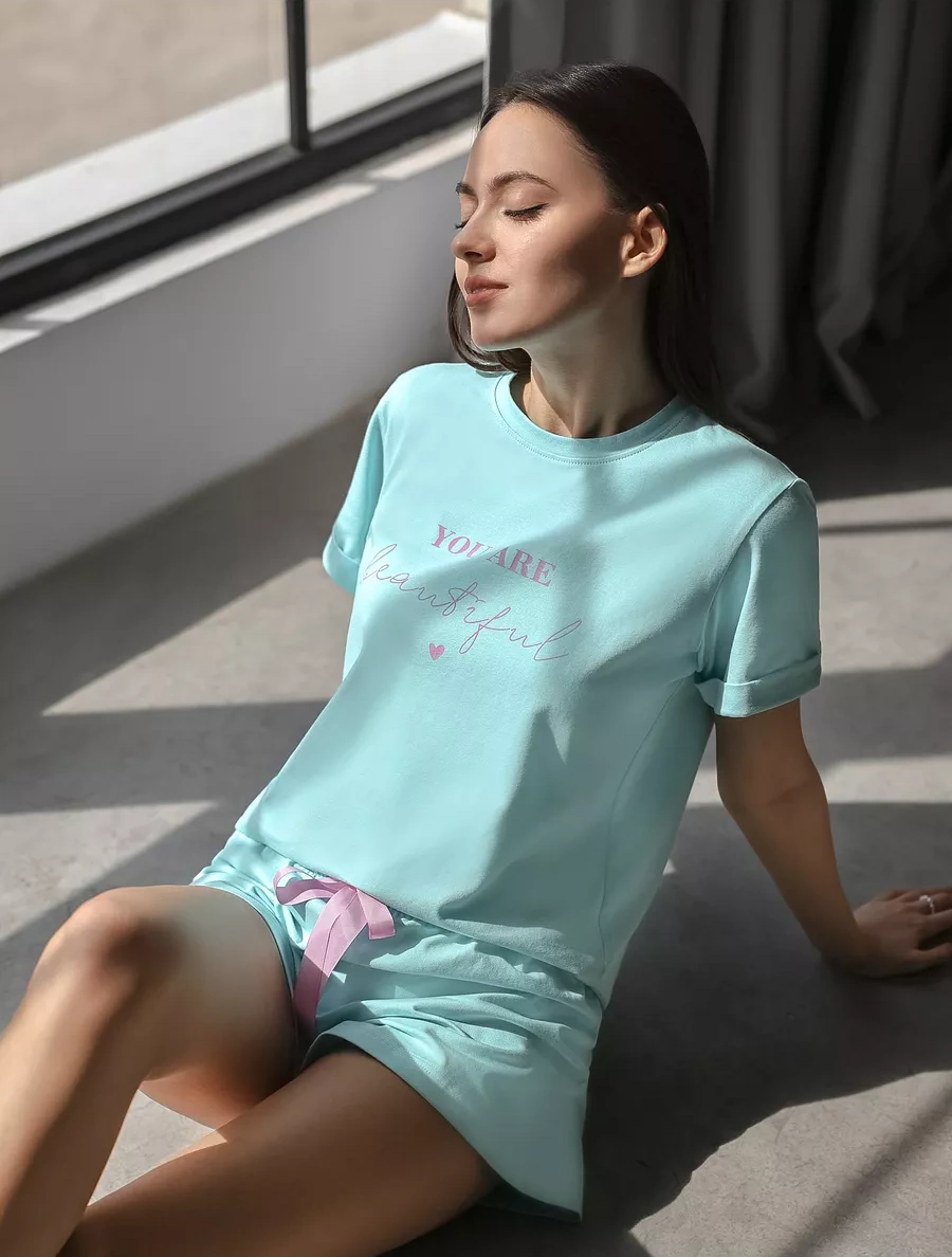 Derek Moon Şortlu Pijama Ev Giyimi 222505021 Turkuaz Derek Moon Şortlu Pijama Ev Giyimi 222505021 Turkuaz