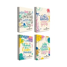 Grafiti Desenli Spiralli Defter, A4, 80 Yaprak, 70g Kağıt, Çizgili, Dayanıklı Kapak, Kolay Açılan Spiral Cilt, Asorti Renkler