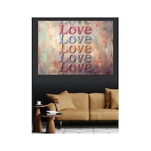 Love Yazılı Modern Tipografi Tablosu Yağlı Boya Dokulu Kanvas Tablo Canvas Tablosu