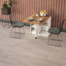 Asra Trend KM-18 %100 MDF 93x70 cm Katlanır Akıllı Mutfak Masası Tekerlekli Servis Masası Beyaz Petra