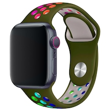 iOS Uyumlu Watch 42Mm Delikli Spor Kayış Doublecolor Yeşil