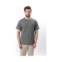 Madmext Füme Nakış Detaylı Erkek T-shirt E7112 Füme