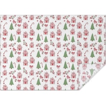 Noel Desenli Dikdörtgen Masa Örtüsü 60x84 İnç, Su Geçirmez Ve Leke Tutmaz-a189 Noel Zencefil Ekmek Evi