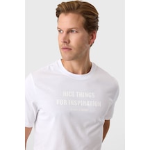 Back And Bond Relaxed Fit Baskılı Beyaz Bisiklet Yaka Tişört