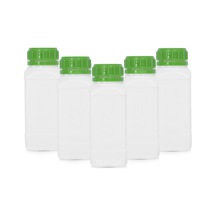 Borox Plastik Kare Şişe Yeşil Kilit Kapaklı Sızdırmaz Numune Şişesi 5 x 1 L