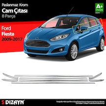 Ford Fiesta Krom Cam Çıtası 8 Parça 2009-2017 Paslanmaz Çelik