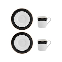 Luxe Deco Porselen Espresso Fincanı Ve Fincan Tabağı Seti, 2 X Çizgili Desenli Espresso Fincanı Ve Tabağı, 100 Ml Diğer