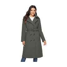 Aksesuarlı Kaşe Kaban Kemer Detaylı Haki