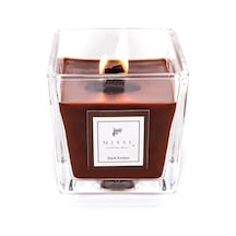 Tr Kare Cam Ahşap Fitilli Dark Amber Kokulu Vegan Mum 8x8 Cm Diğer